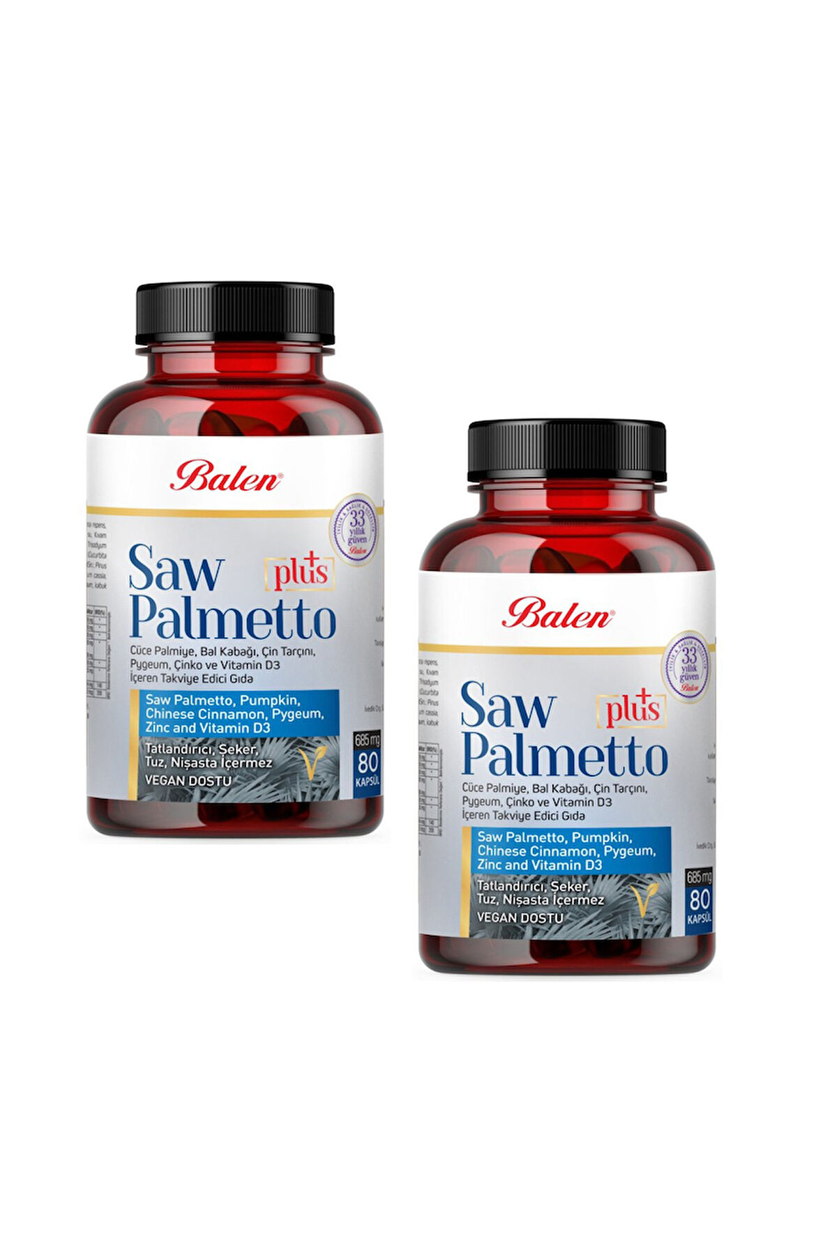 Balen Saw Palmetto Plus Cüce Palm.çin.vit D3 Kapsül 685 mg 80 Kapsül x 2 Adet