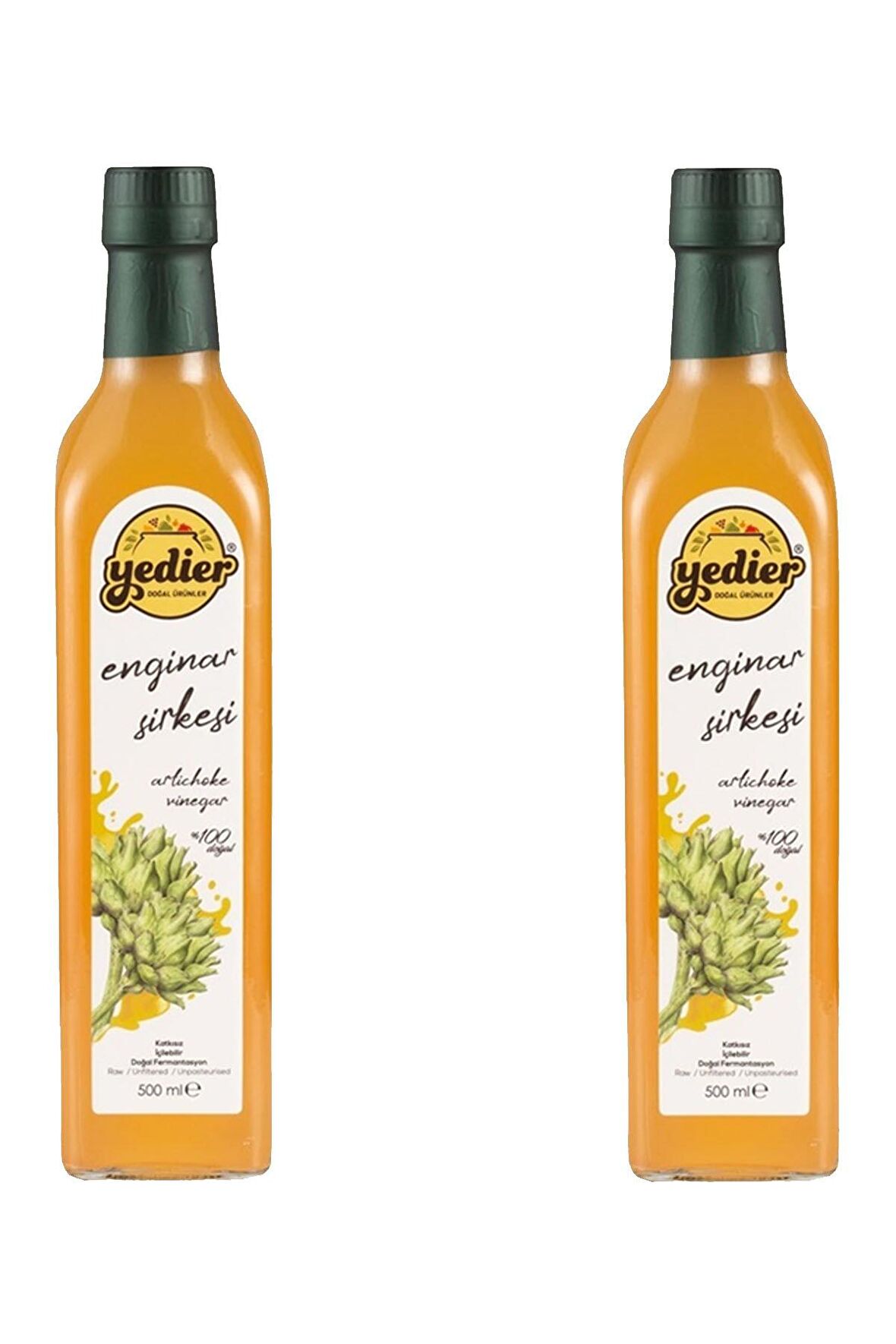 Yedier 2 Adet Enginar Sirkesi Katkısız Doğal Ferment 500 Ml