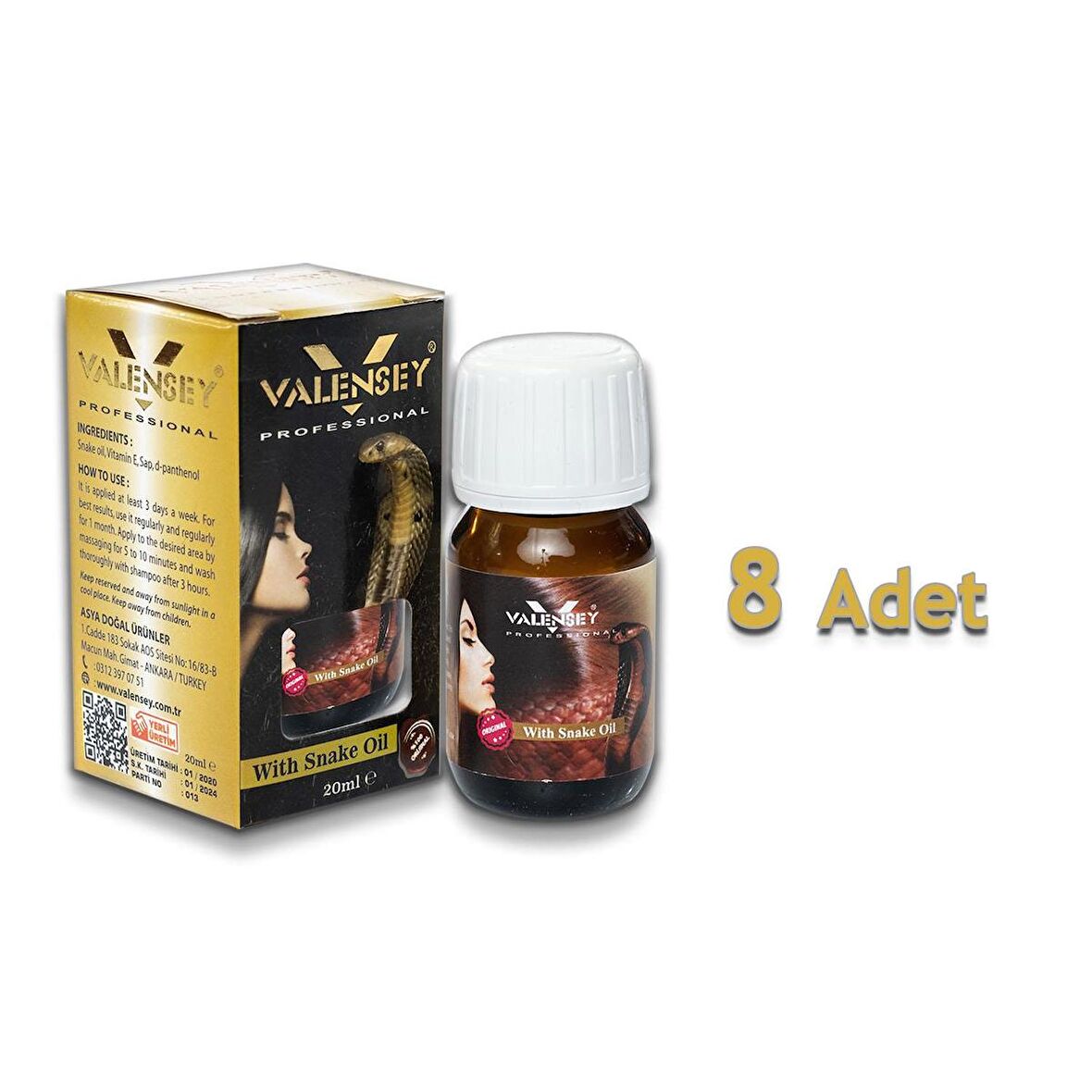 Valensey E Vitaminli Yılan Yağı Saç Bakım Yağı 20 ml x 8 Adet