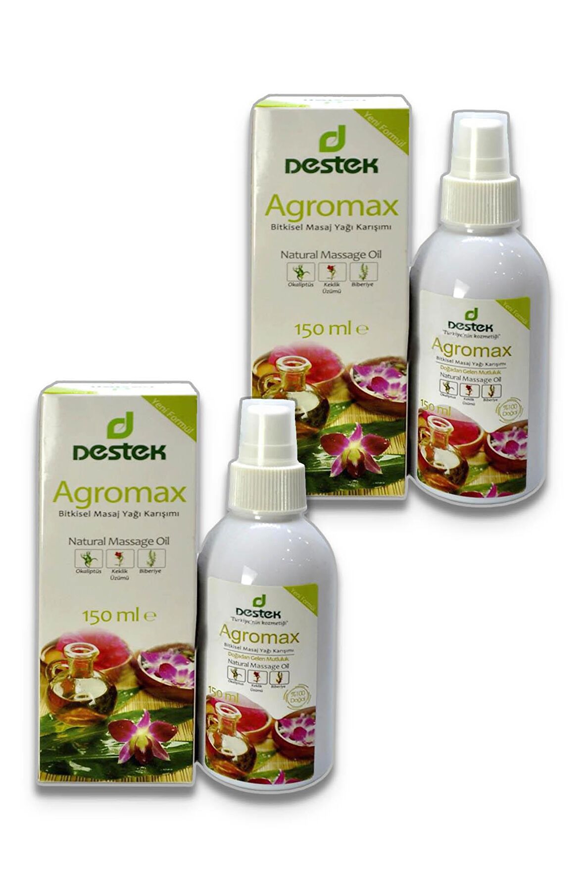 Destek Agromax Masaj Yağı 150 ml (Bitkisel Yağ Karışımı) x 2 Adet