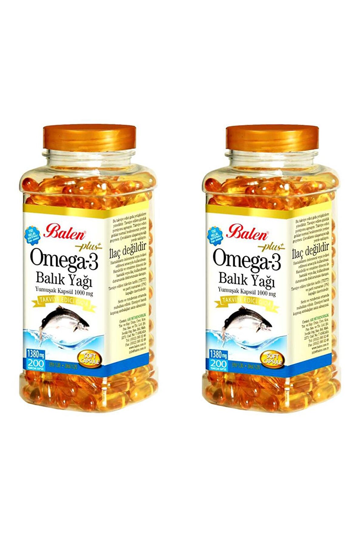 Balen Omega 3 Balık Yağı 1380 mg 200 Adet x 2 Adet