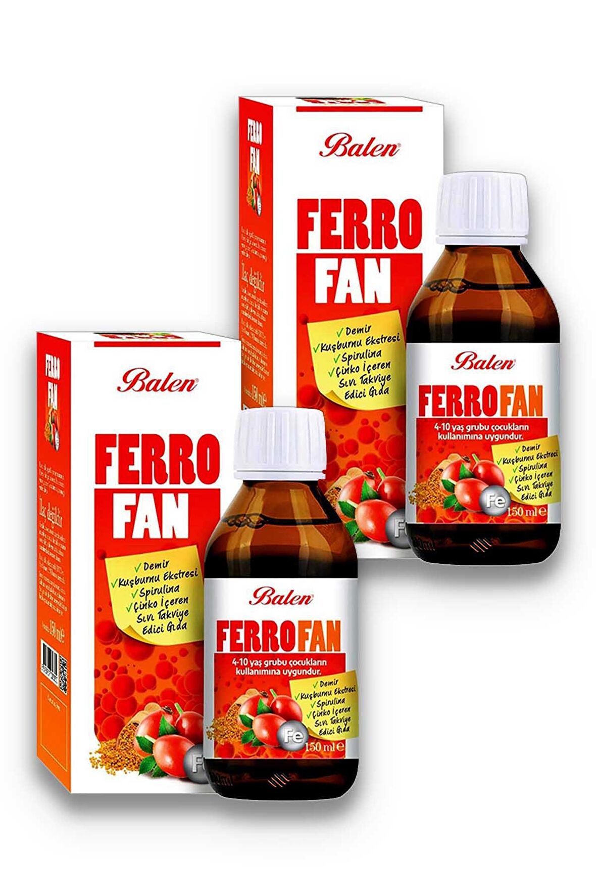 Balen Ferrofan Demir Çinko Kuşburnu Spirulina Ekstresi 2 x 150 ml