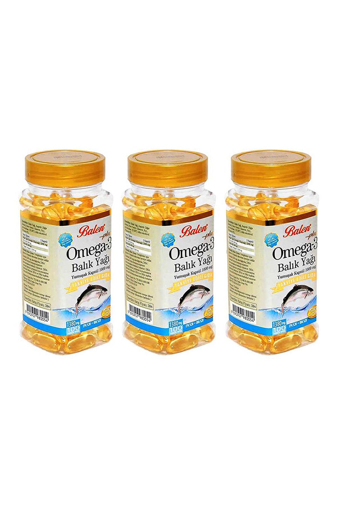 Balen Omega 3 Balık Yağı 1380 mg 100 Yumuşak Kapsül 3 Adet