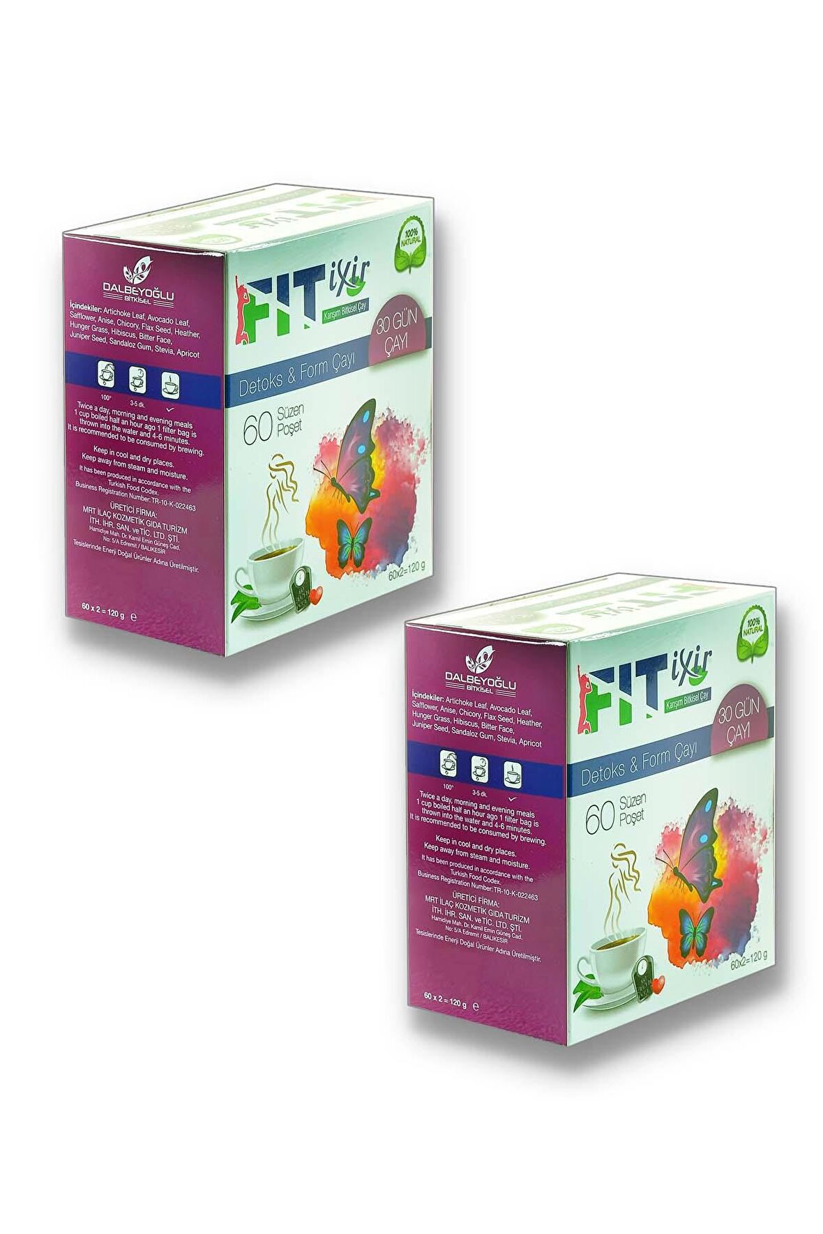 Fit İxir Bitkisel Karışım Detoks & Form Çayı 2 x 60 Süzen Poşet