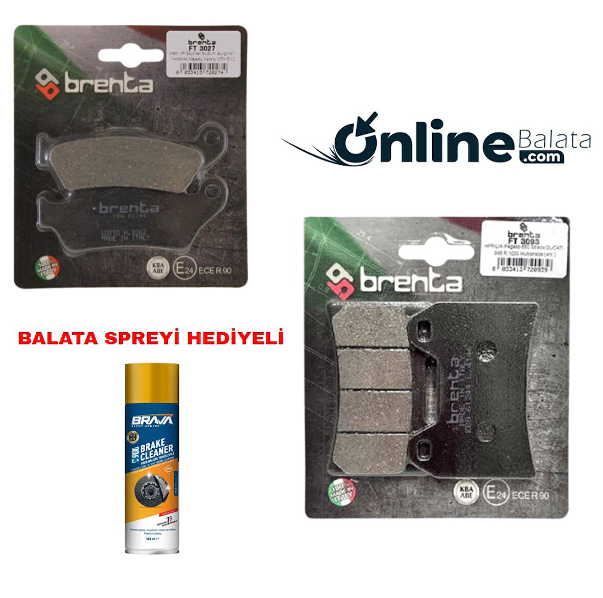 Kawasaki Z 300 Brenta Fren Balata Takımı Ön Ve Arka Ob4237