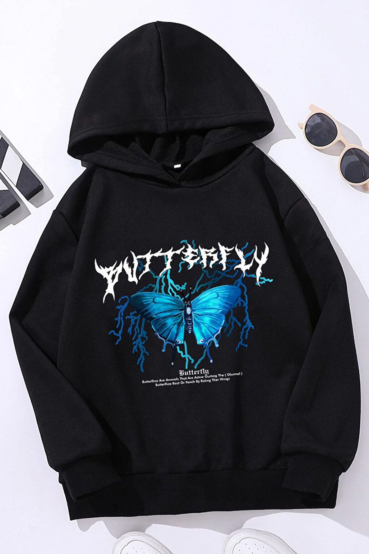 Uyguntarz Çocuk Blue Butterfly Baskılı Sweatshirt
