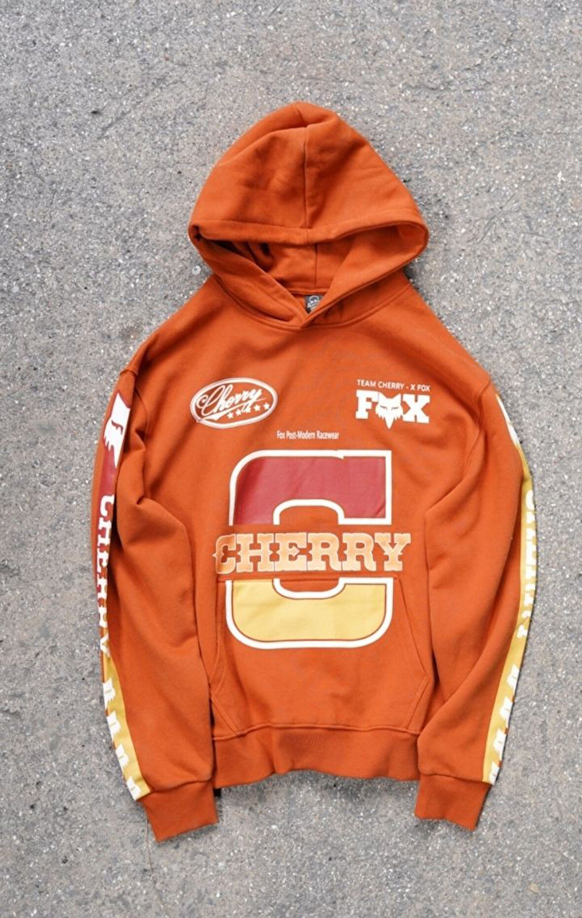 Cherry Fox Turuncu Baskılı Motorcu Sweatshirt