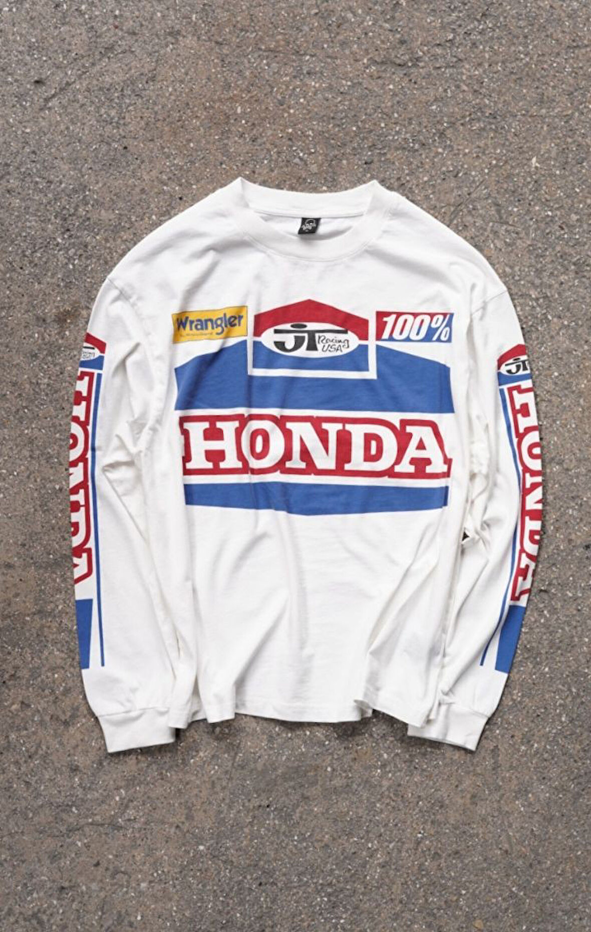 Race Day Honda Baskılı White Uzun Kol T-shirt