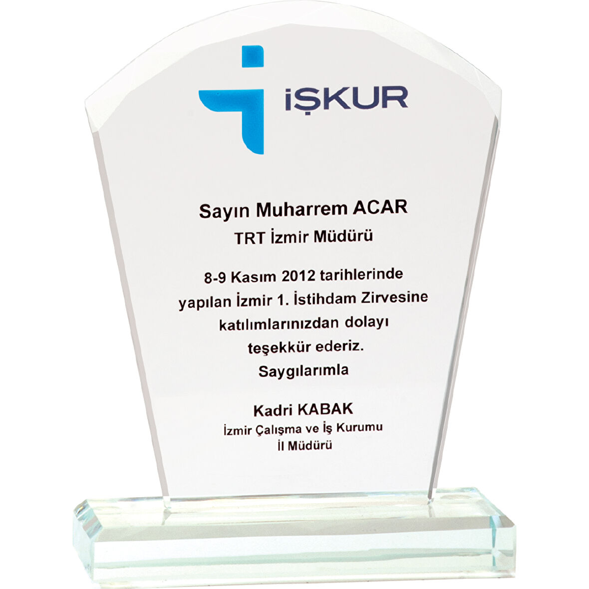 ODAK KUPA - Cam Plaketler - CM-003 A - 12x16 cm