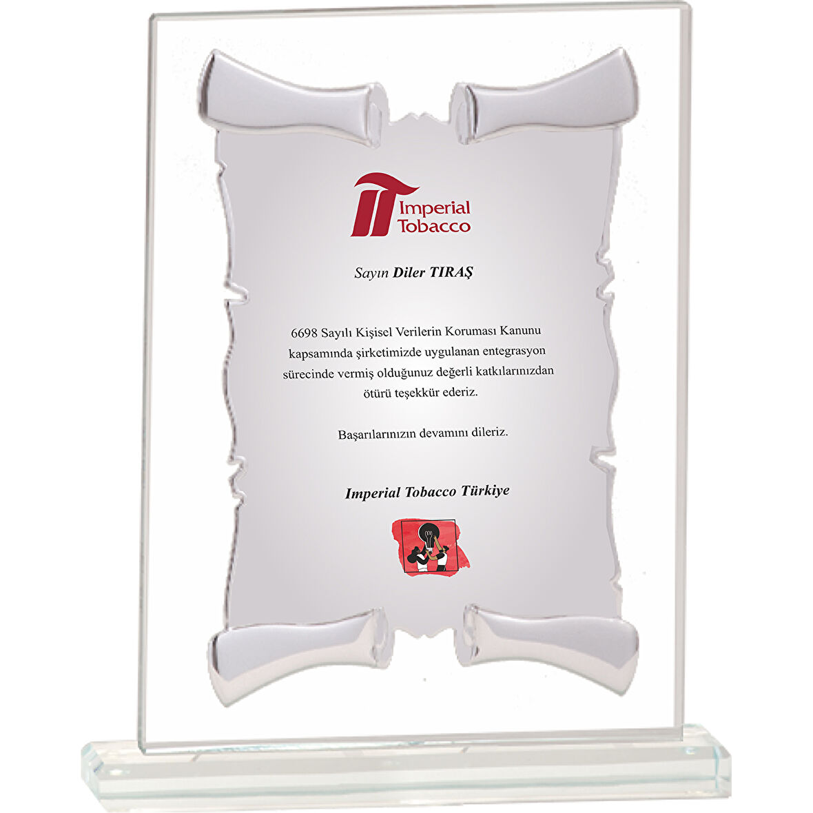 ODAK KUPA - Cam Plaketler - CM-035-M B - 18x21 cm