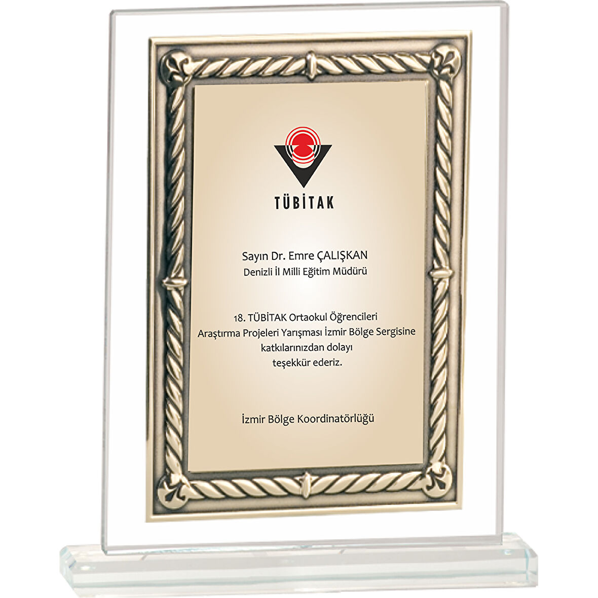 ODAK KUPA - Cam Plaketler - CM-043-M A - 18x21 cm