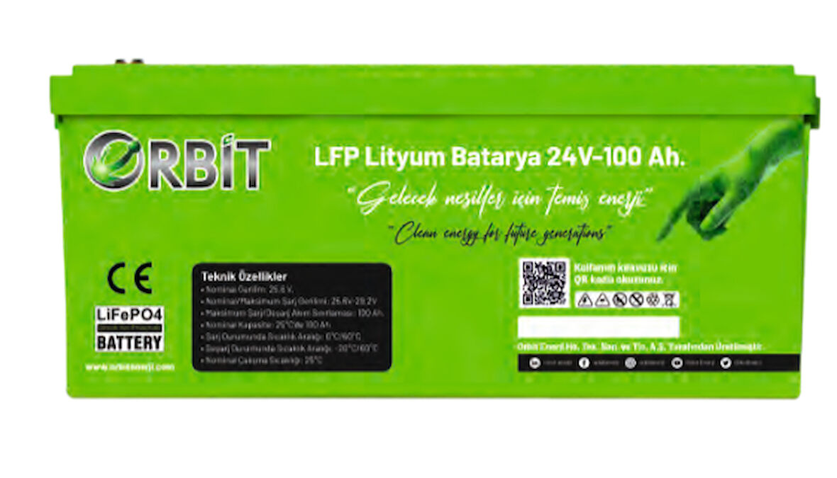 Orbit 24V 100Ah LifePO4 Marin Bluetooth Lityum Akü 