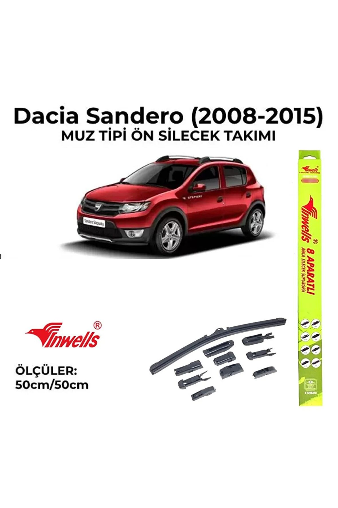 Dacia Sandero (2008-2015) Ön Silecek Takımı 500x500mm (9 Aparatlı) -