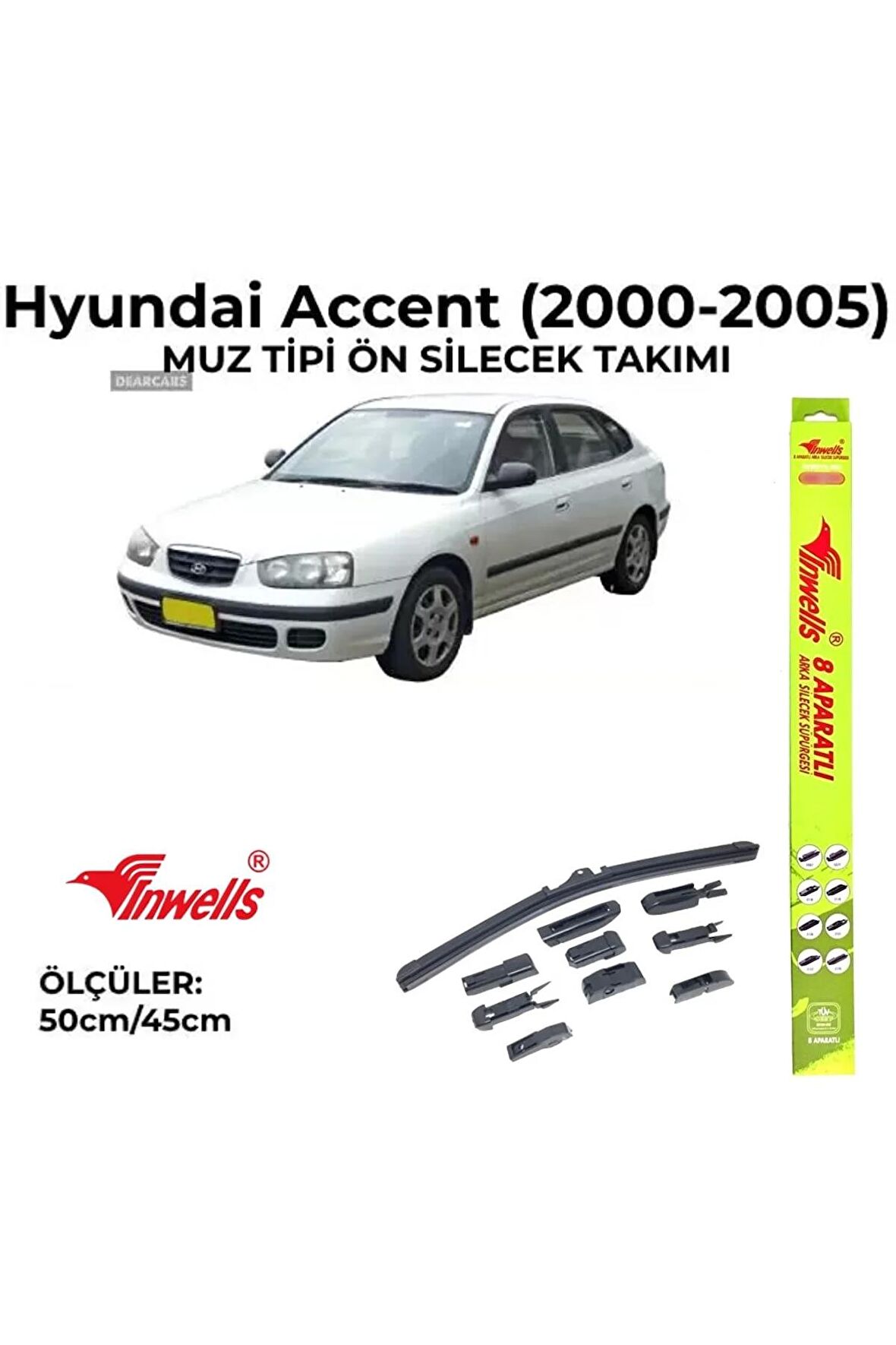 Hyundai Accent (2000-2005) Ön Silecek Takımı 500x450mm (aparatlı) -