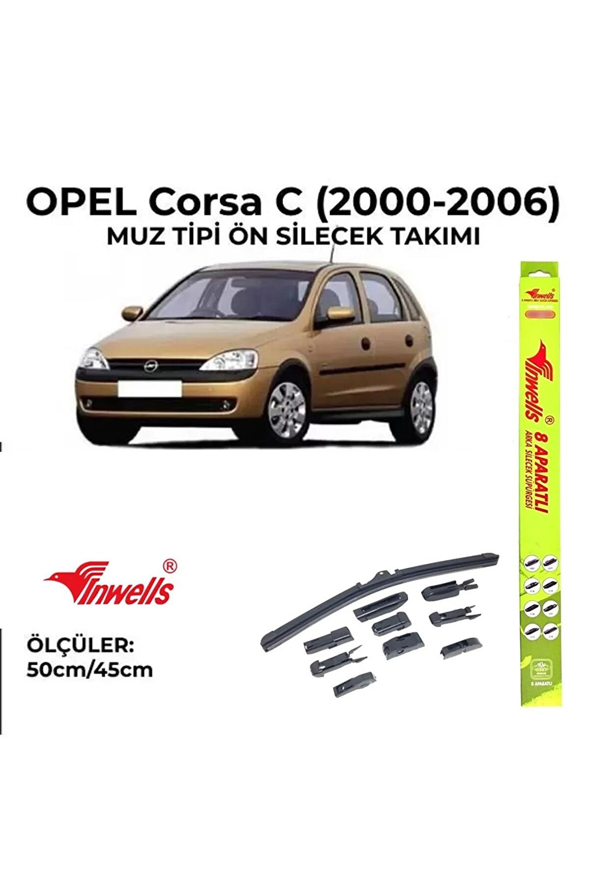 Opel Corsa C (2000-2006) Ön Silecek Takımı 500x450mm (aparatlı) -