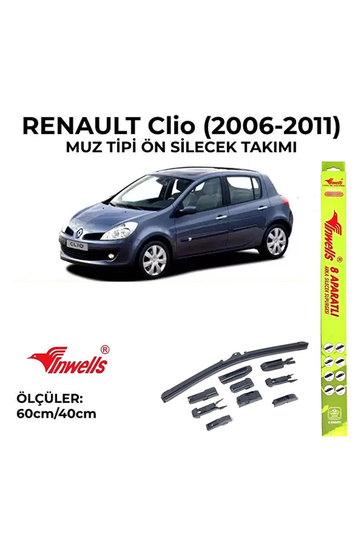 Renault Clio 3 (2006-2011) Ön Silecek Takımı 600x400mm (aparatlı) -