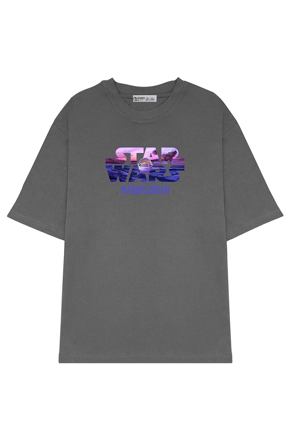 Unisex Oversize T-shirt Star Wars Logo With The Child