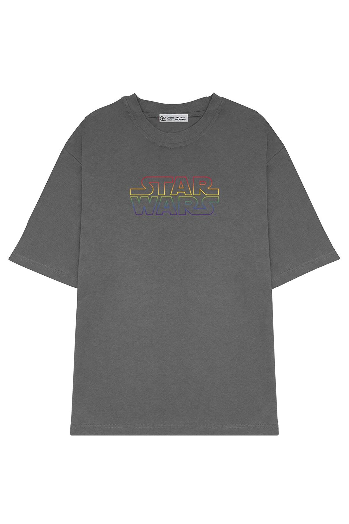 Unisex Oversize T-shirt Star Wars Rainbow Outline Logo Gradient