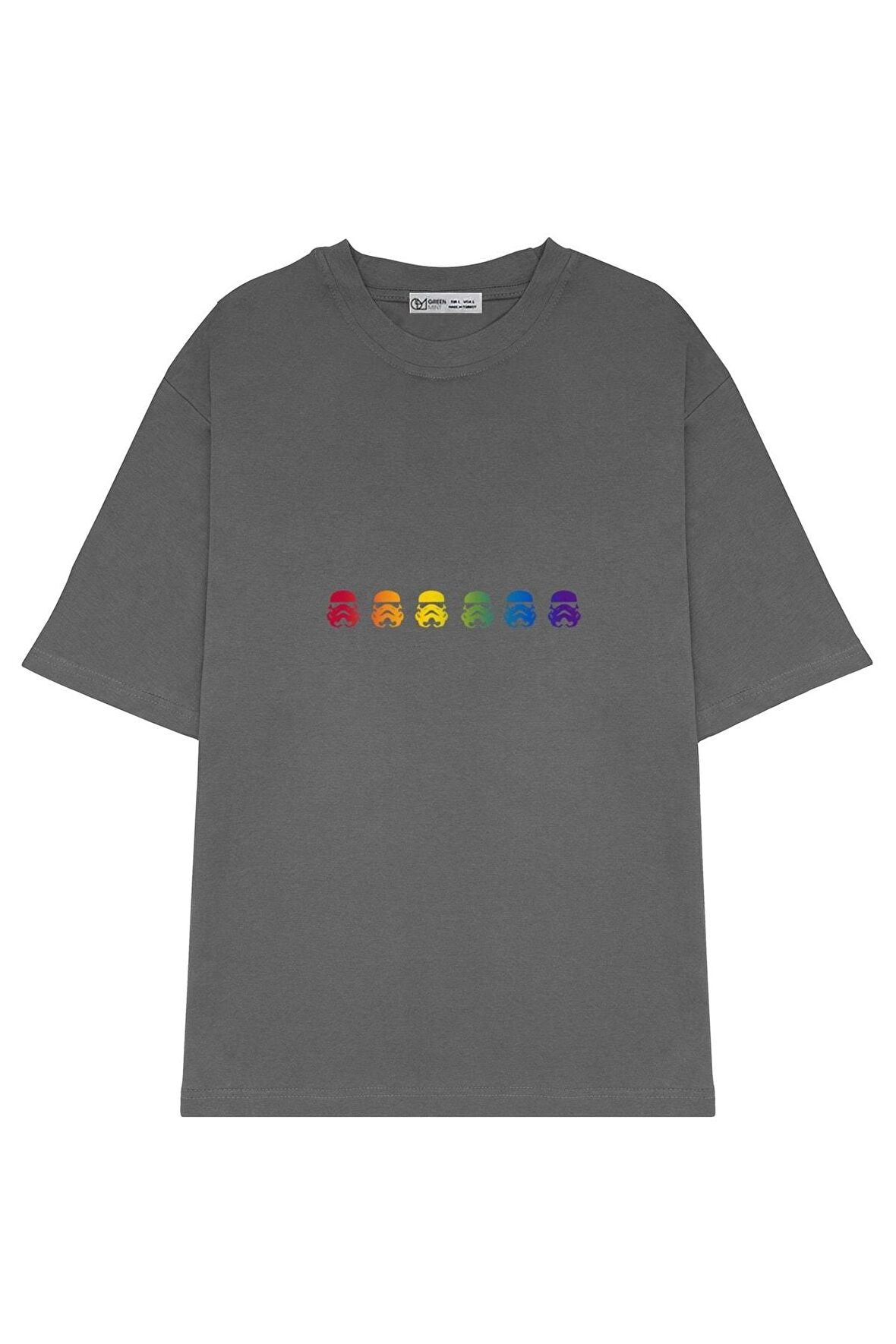 Unisex Oversize T-shirt Star Wars Rainbow Stormtrooper Helmets Gradient