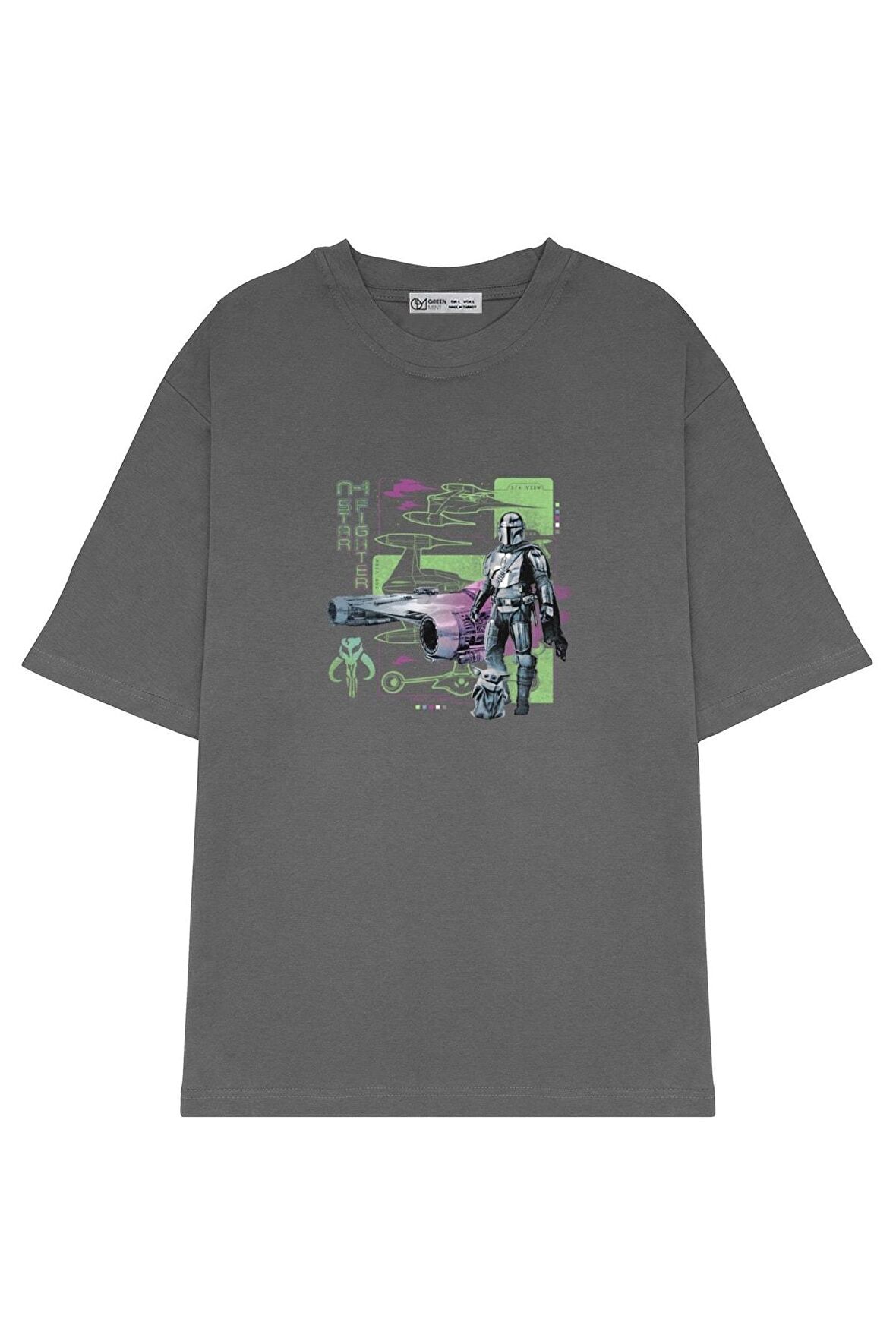 Unisex Oversize T-shirt The Mandalorian Starfighter Outline