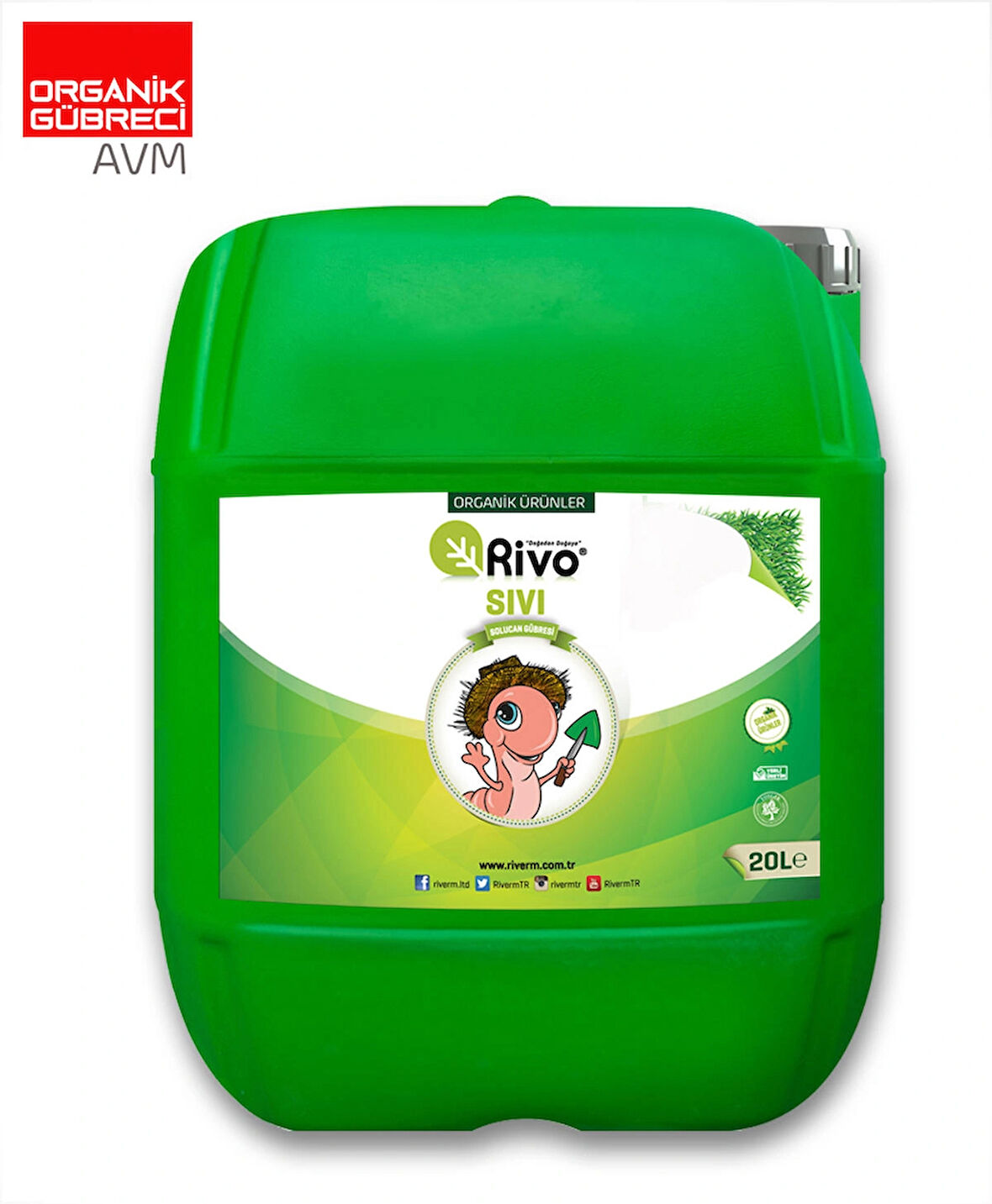 Riverm - Rivo Sıvı Organik Solucan Gübresi 20 Litrelik Plastik Bidonda