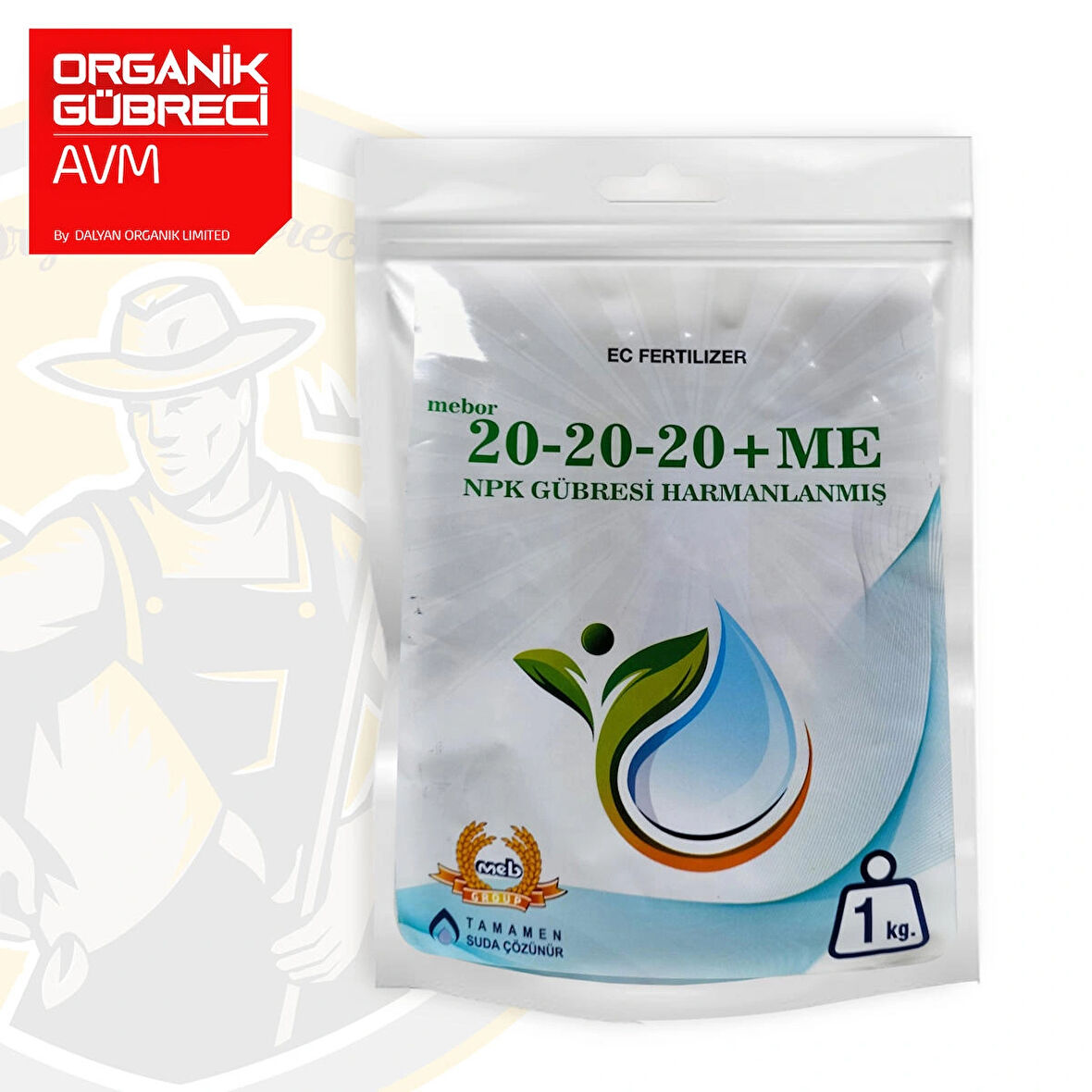 Meb NPK  20+20+20 +ME 1 Kg Harmanlanmış Toz Gübre