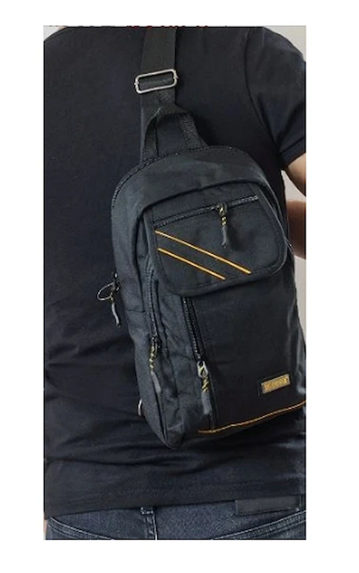 OGDO - Çapraz Sırt Omuz Göğüs Su Geçirmez Askılı Unisex Siyah Çanta - 4926