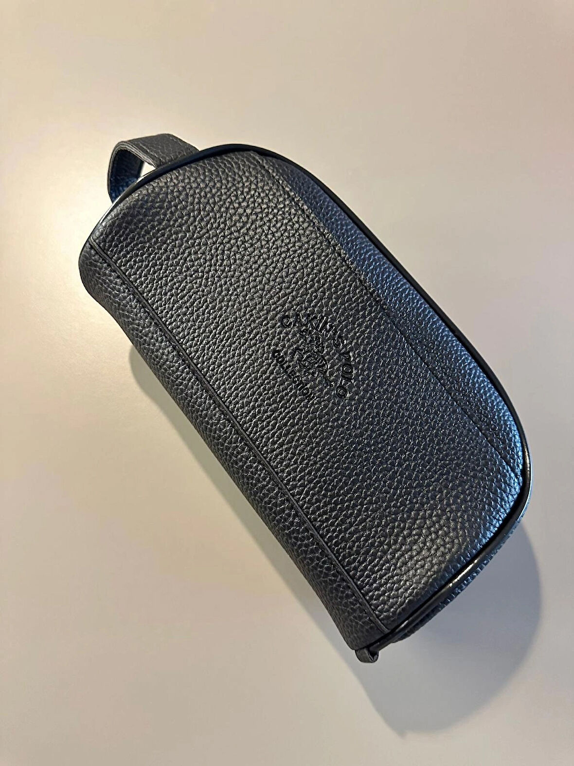 OGDO - Erkek Siyah Deri Portföy Clutch Traş Kozmetik Bakım ve Günlük El Çantası - Oval