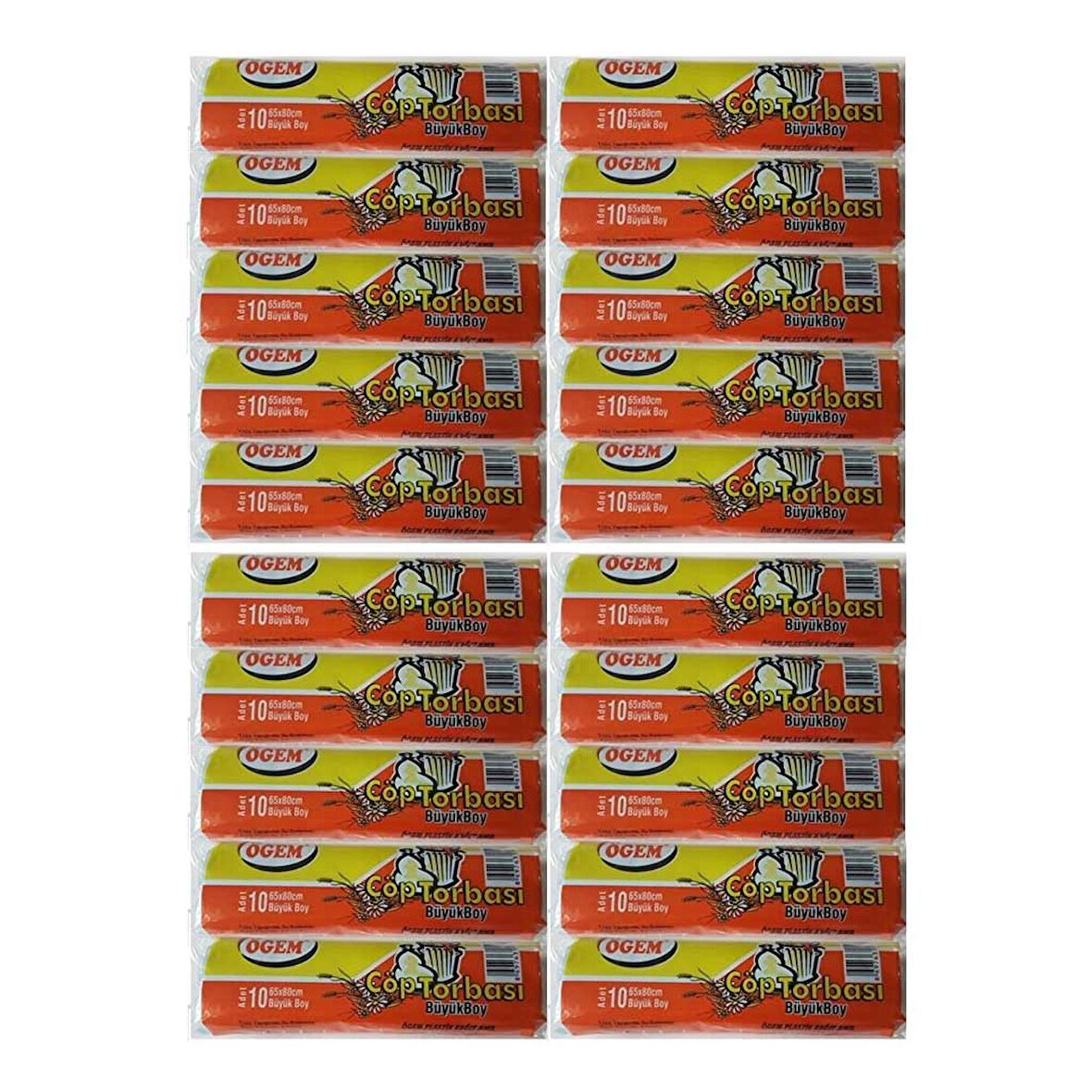 Büyük Boy Çöp Poşeti (65 x 80 cm) 10 Lu Rulo x 20 Paket Çöp Torbası Siyah