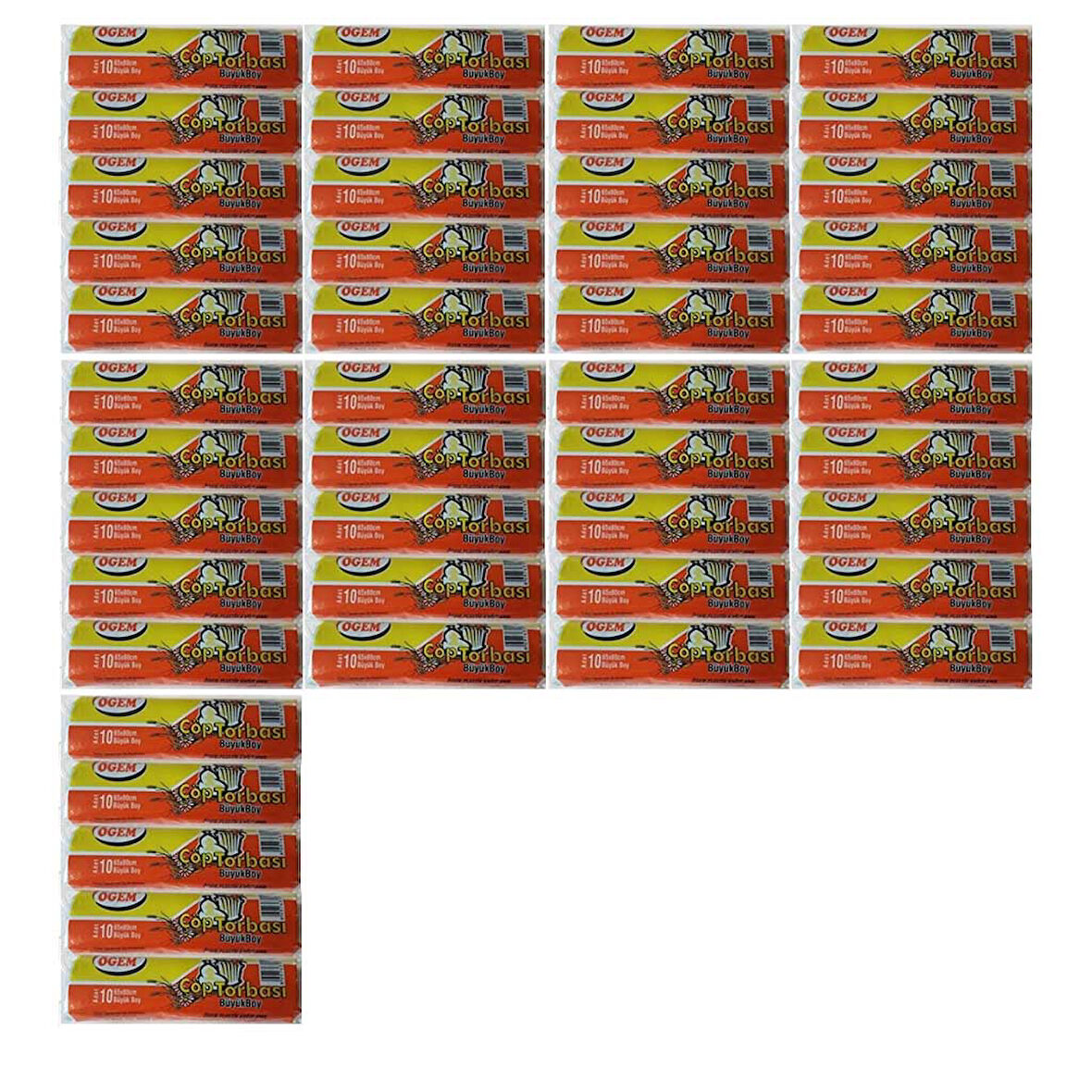 Büyük Boy Çöp Poşeti (65 x 80 cm) 10 Lu Rulo x 45 Paket Çöp Torbası Siyah