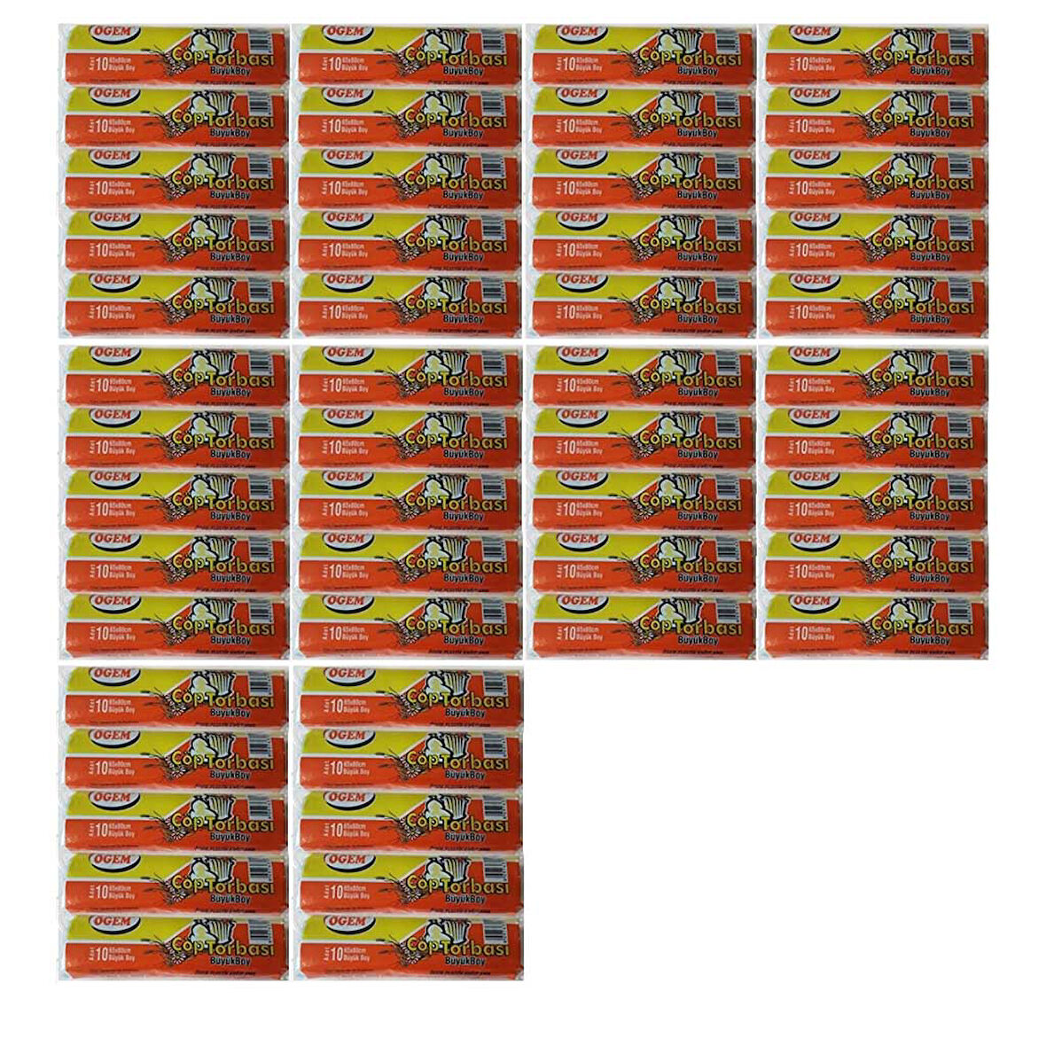 Büyük Boy Çöp Poşeti (65 x 80 cm) 10 Lu Rulo x 50 Paket Çöp Torbası Siyah