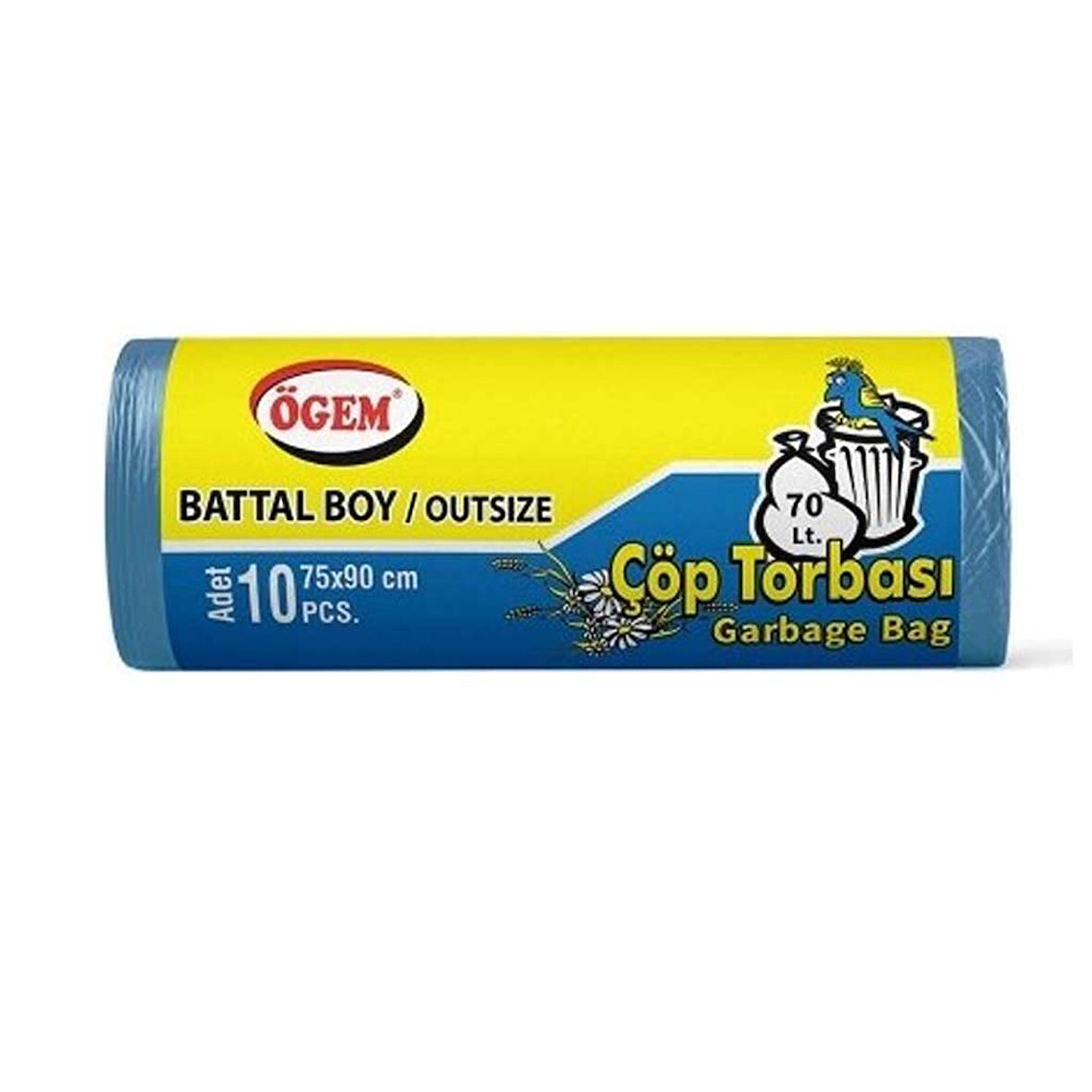 Battal Boy Çöp Poşeti (75 x 90 cm) 10 Lu Rulo x 1 Paket Çöp Torbası Mavi