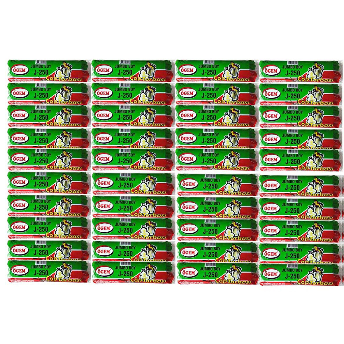 J-250 Jumbo Boy Çöp Poşeti (80 x 110 cm) 10 Lu Rulo x 40 Paket Çöp Torbası Mavi