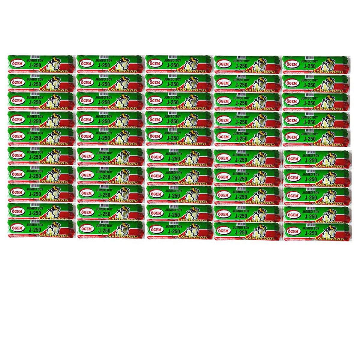 J-250 Jumbo Boy Çöp Poşeti (80 x 110 cm) 10 Lu Rulo x 50 Paket Çöp Torbası Mavi