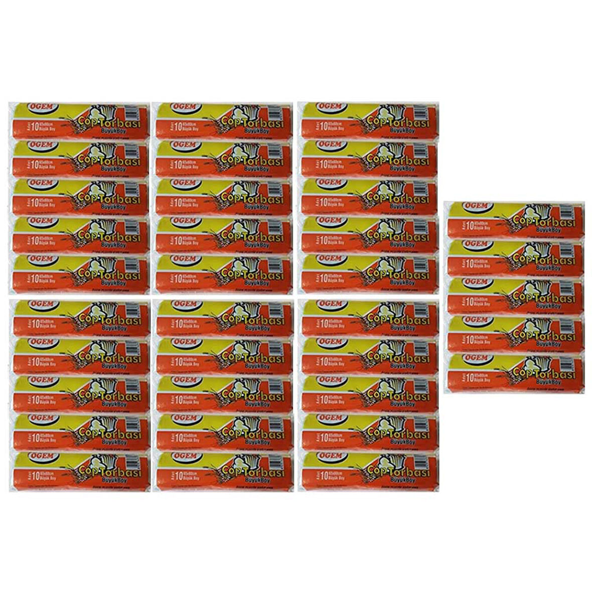 Büyük Boy Çöp Poşeti (65 x 80 cm) 10 Lu Rulo x 35 Paket Çöp Torbası Mavi