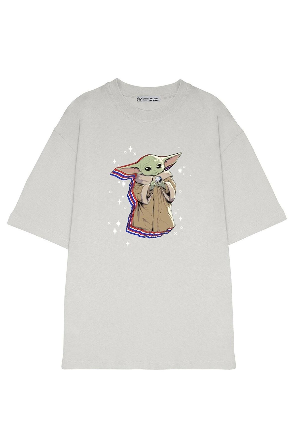 Unisex Oversize T-shirt The Mandalorian Red White And Blue Shadow Grogu
