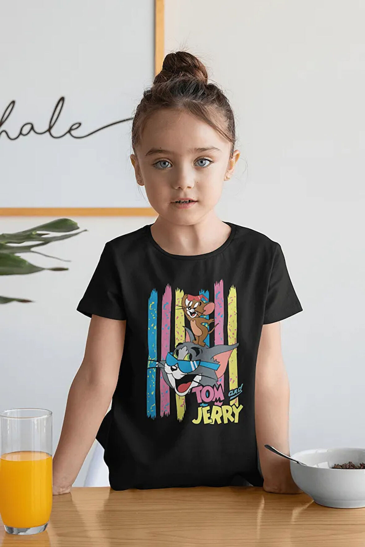 Tasarım Tom Ve Jerry Baskılı Unisex Çizgi Film Çocuk Tişört (1-12 YAŞ)