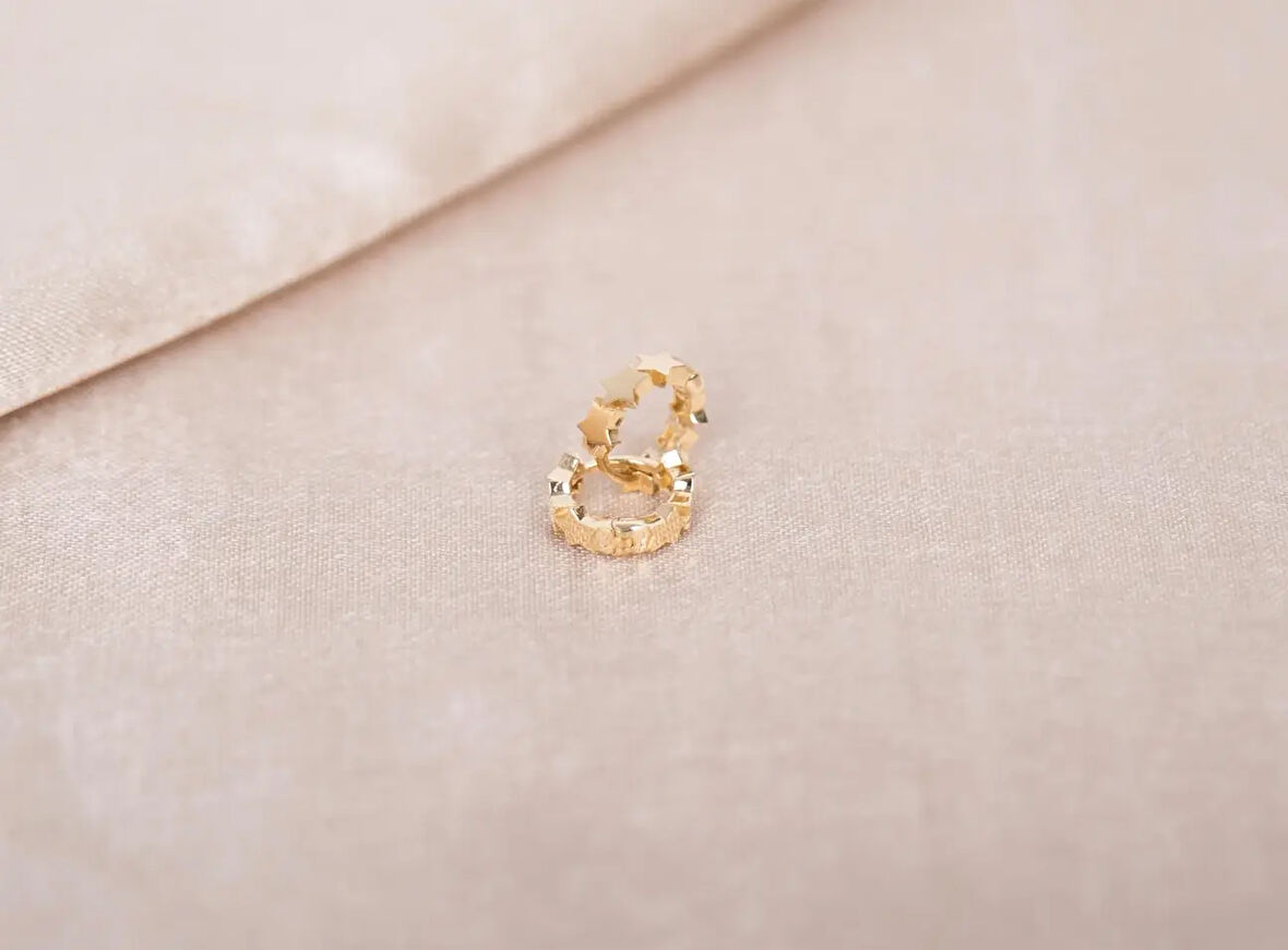 Altın Yıldız Halka Küpe Small