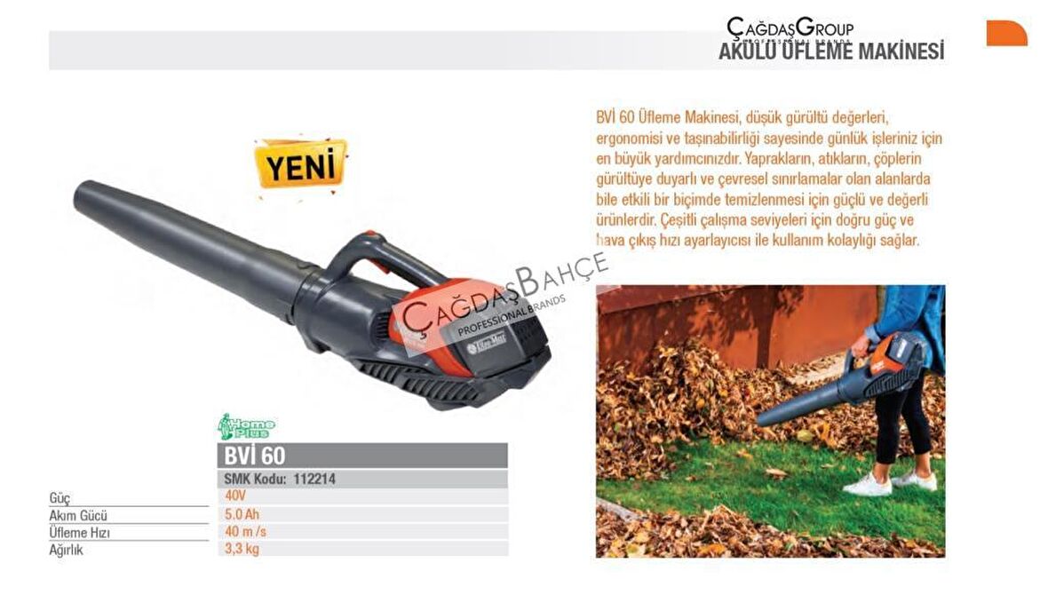 Oleomac BVİ60 Akülü Şarjlı Üfleme Makinesi 40V