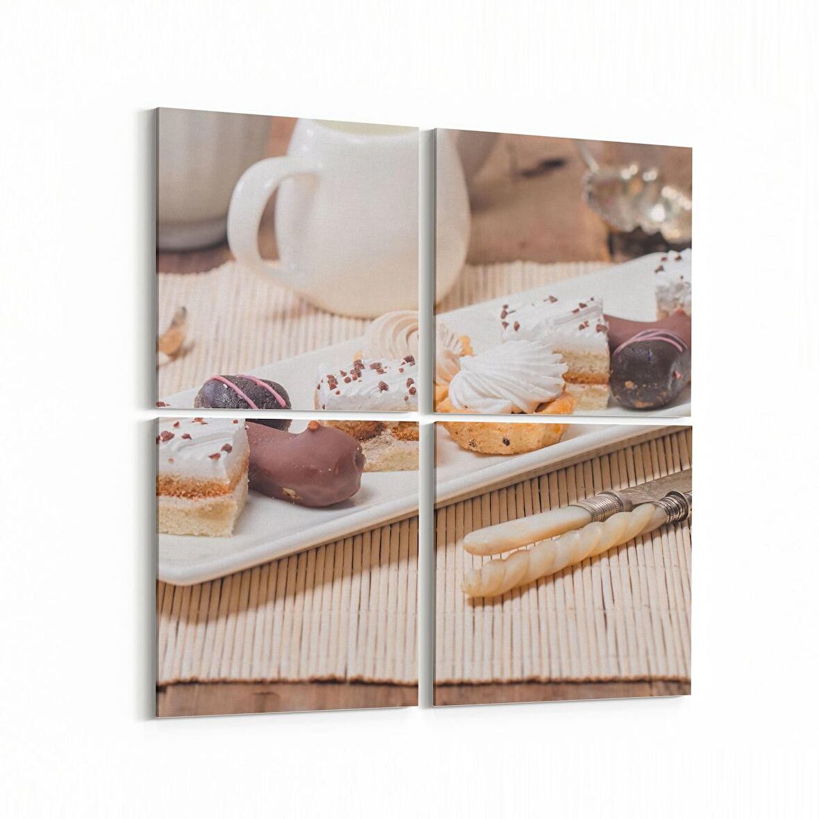 Olla 15202K4 Gıda Görseli Kare 4'lü Kanvas Tablo (Ölçü: 145X145)