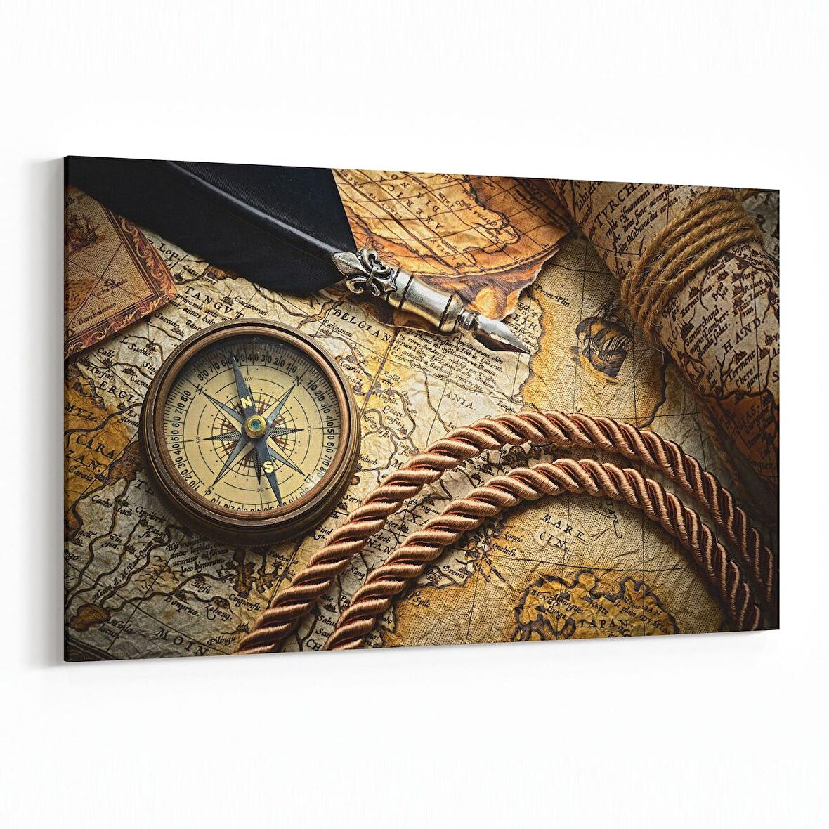 Olla 16180Y Harita Görseli Yatay Kanvas Tablo (Ölçü: 120X80)