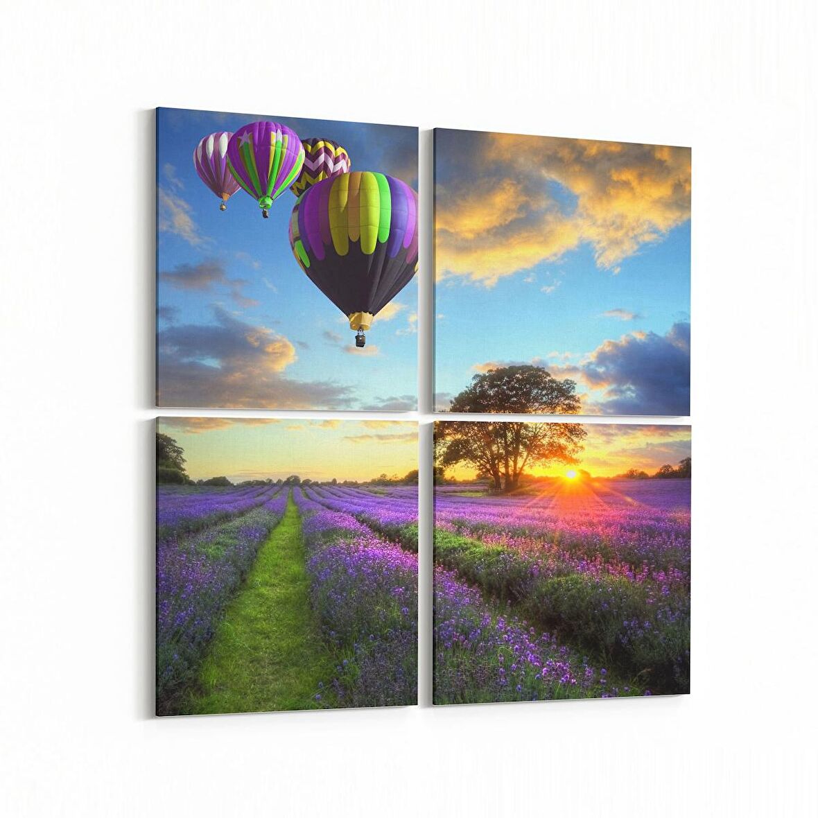 Olla 16119K4 Günbatımı Görseli Kare 4'lü Kanvas Tablo (Ölçü: 145X145)