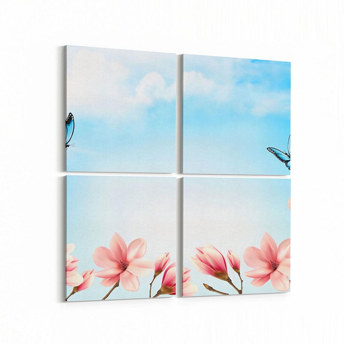 Olla 10936K4 Ağaç Görseli Kare 4'lü Kanvas Tablo (Ölçü: 145X145)