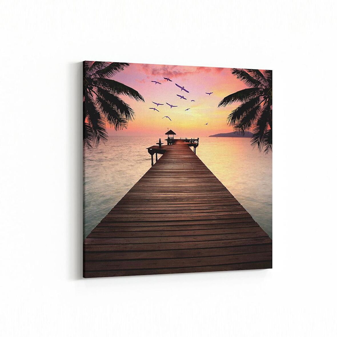 Olla 15936K Günbatımı Görseli Kare Kanvas Tablo (Ölçü: 25X25)