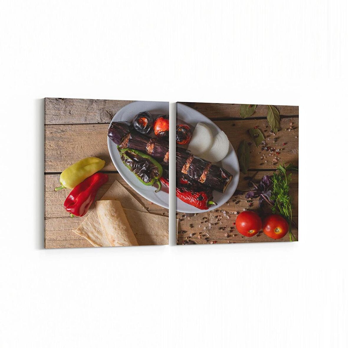 Olla 15097K2Y Gıda Görseli Kare 2'li Yatay Kanvas Tablo (Ölçü: 125X60)