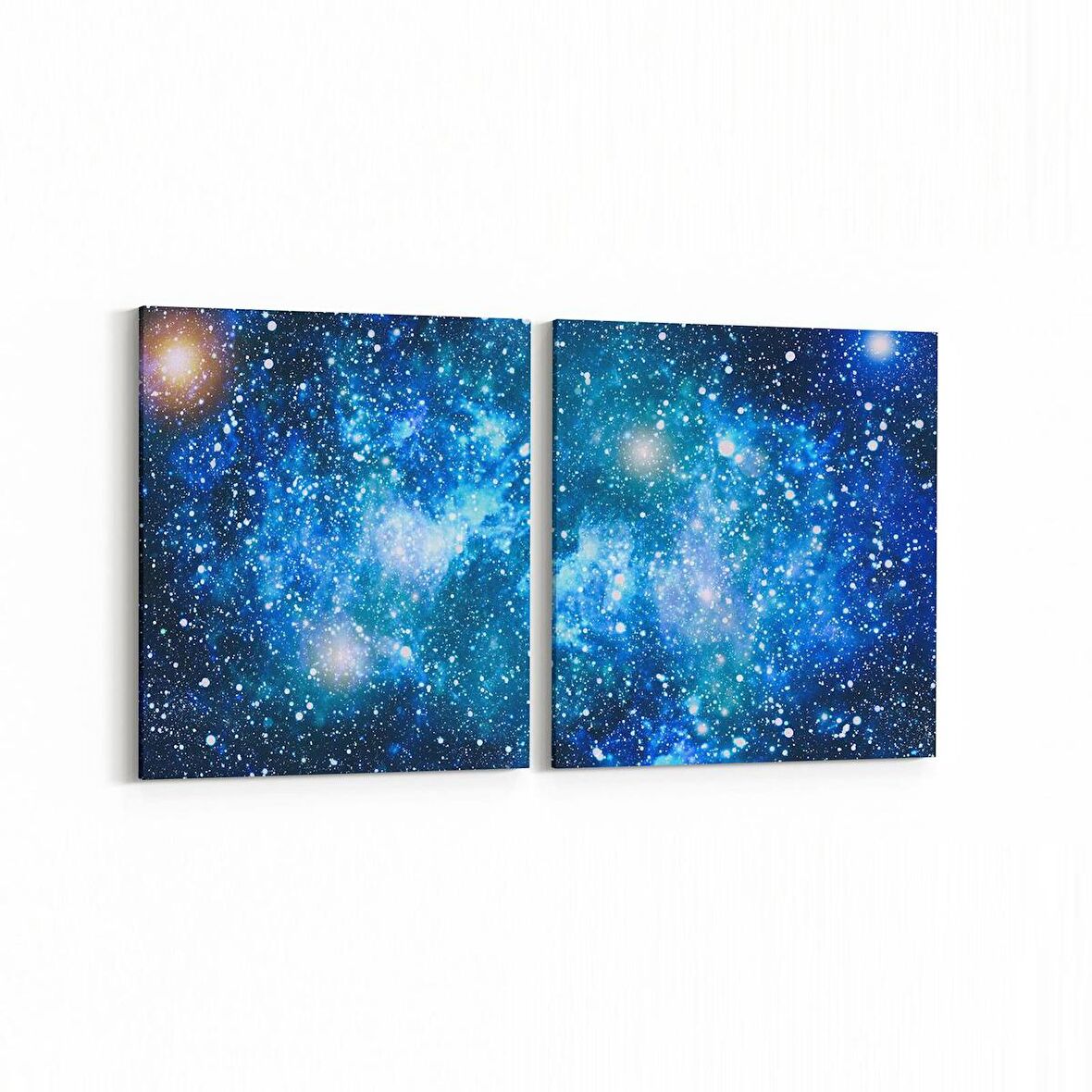 Olla 14786K2Y Gece Gökyüzü Görseli Kare 2'li Yatay Kanvas Tablo (Ölçü: 65X30)