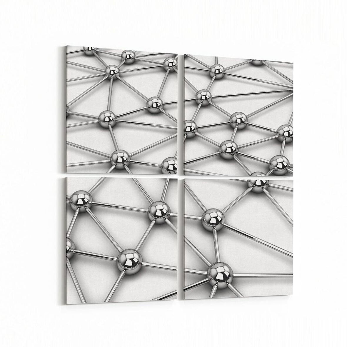 Olla 10328K4 Abstract Görsel Kare 4'lü Kanvas Tablo (Ölçü: 145X145)