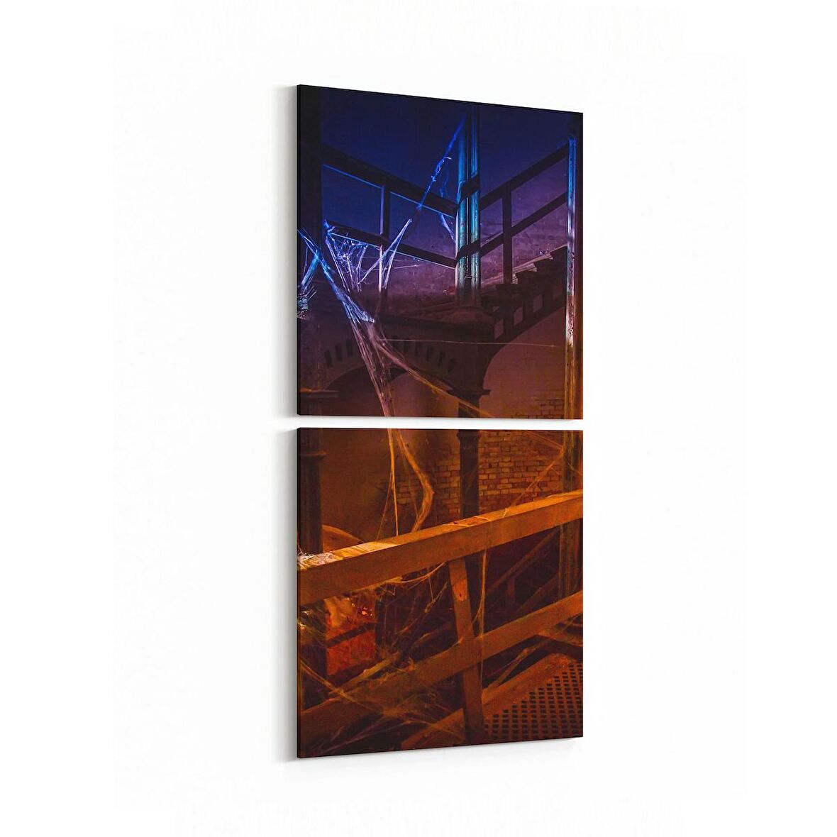 Olla 18870KD Yapı Görseli Kare 2'li Dikey Kanvas Tablo (Ölçü: 30X65)