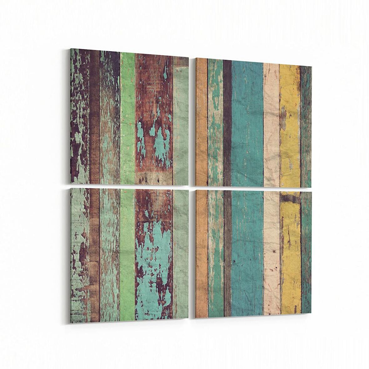 Olla 11977K4 Ahşap Desen Görseli Kare 4'lü Kanvas Tablo (Ölçü: 145X145)