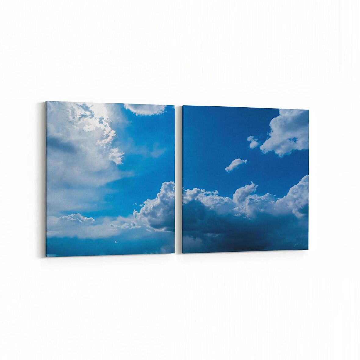 Olla 15610K2Y Gökyüzü Bulut Görseli Kare 2'li Yatay Kanvas Tablo (Ölçü: 145X70)
